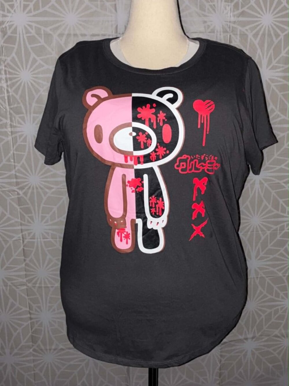 GLOOMY The Naughty Grizzly Graphic Tee – Black/Pink (Size 2)